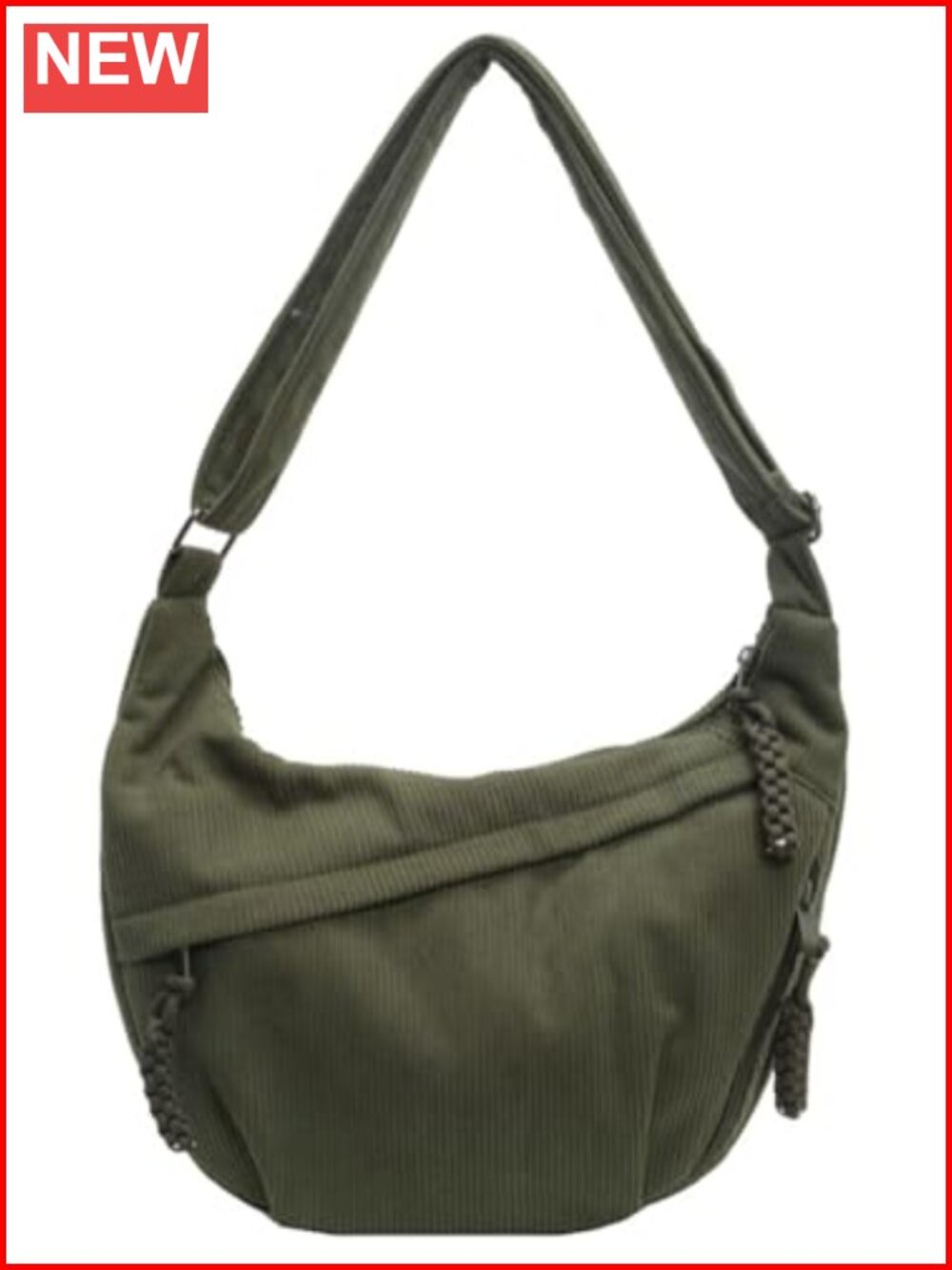 Corduroy Hobo Bag Slouchy Crossbody Bag Wide Strap Unisex